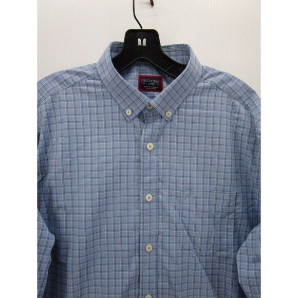 Untuckit Shirt Large White Button Up Traveler Commuter Plaid Woven - Picture 2 of 12